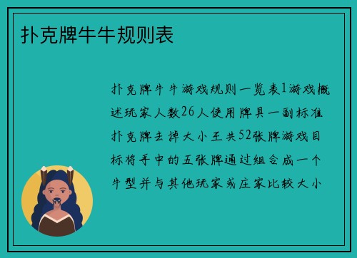 扑克牌牛牛规则表